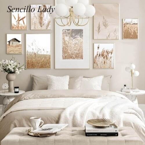 Scandinavian Decoration Grass Reed Nature Plant Canvas Painting Print Nordic Poster Landscape Decorative Picture Wall Art Decor