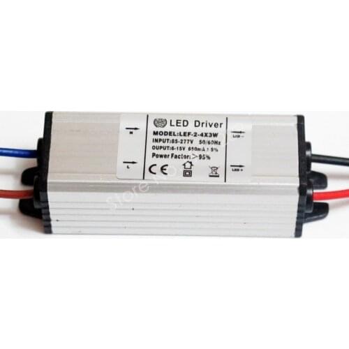 CE Certified IP67 600mA 2-4x3W Led Driver 2x3W 3x3W 4x3W Power Supply DC 6V - 15V AC 110V 220V 277V for LED lights
