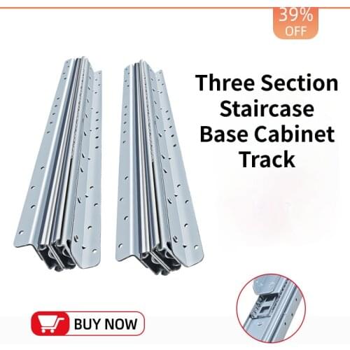Three Section Staircase Base Cabinet Track Stair Bottom Slide Rail Heavy Duty Silde Rail for Shoe Cabinet Wine Cabinet Drawer
