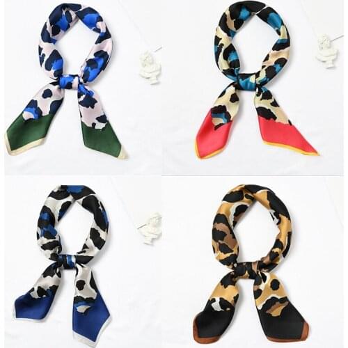 Yishine 20pcs Mix Colors Multifunction New Sexy Leopard Printed Womens Small Square Wraps Scarves Shaw Polyester Silk Scarf