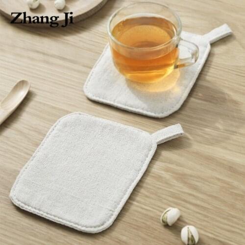 ZhangJi NEW ARRIVEL Cotton Linen Solid Color Cup Mat Pad Coaster Tea Coffee Mug Hot Drinks Holder ECO Cloth Cup Mat 12x10cm
