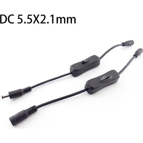 1pcs DC Male to female power on off switch cable 5.5 X 2.1mm Power supply Connector cord Plug adapter 5V 12v 24V for LED strip