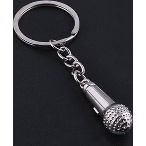 10PCS Microphone Style Keychain Charm Unisex Car Key Ring Holder Alloy Keyfobs For Key Bag Keyring Creative Jewelry Gift J037