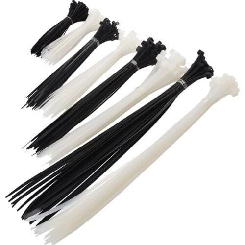 100pcs Zip Wrap TIES Cable Ties Wire Straps PLASTIC Hook Self-Locking Nylon Main Color: Black Size: 4X300mm