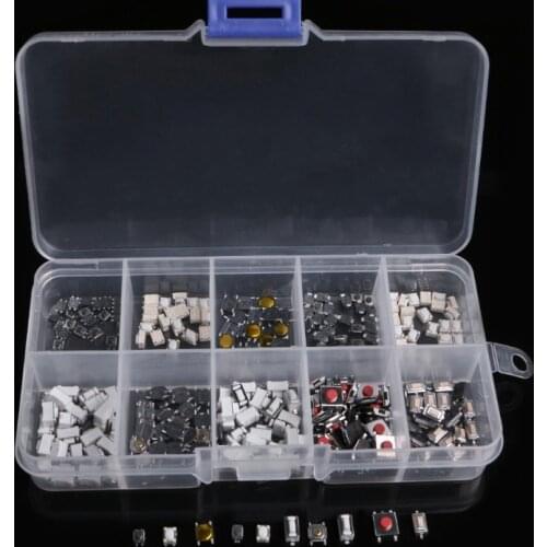 250Pcs/set 10 Types Tactile Push Button Touch Switch Remote Keys Microswitch