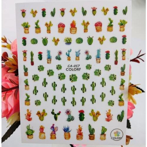 3D Nail Sticker Cactus Meat Plant Nail Art Decoraciones Flowers Decals Foil Manicure Designer Accessories Nails Supplies