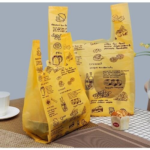 50pcs/lot Plastic Bag Supermarket Shopping Bag Baking Bread Fruit Food Takeaway Packing Bags