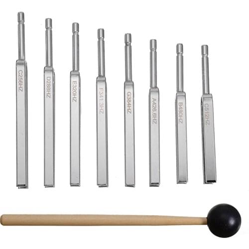8Pcs Medical Tuning Fork Chakra Healing Sound Vibration Diagnostic Mallet Kit Wood Box For Nervous System Testing Tuning Fork