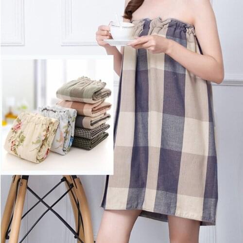 Wearable Bath Towel Bath Skirt Pure Cotton Gauze Absorbent, Adult Super Soft and Cute Korean Style Wrapped Chest Beach Towel