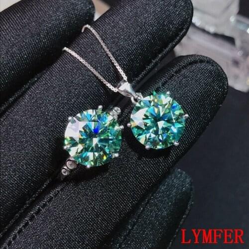 Big 5 carats green moissanite set ring necklace ladies party birthday gift high end jewelry