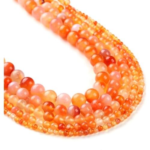 Natural Carnelian Beads, Smooth Beads Full 15" Strand Natural Round Wholesale 4mm 6mm 8mm 10mm 12mm