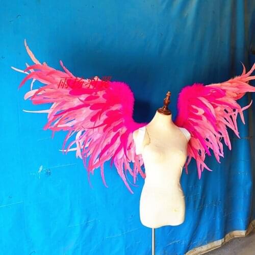 Fast Delivery Fuchsia Color Feather wings Large props big angle wings for party show 200cm*100cm baby shower decoration