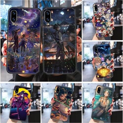 Genshin Impact Game xiao mona Phone case For Huawei P Mate P10 P20 P30 P40 10 20 Smart Z Pro Lite 2019 Frosted black 3D