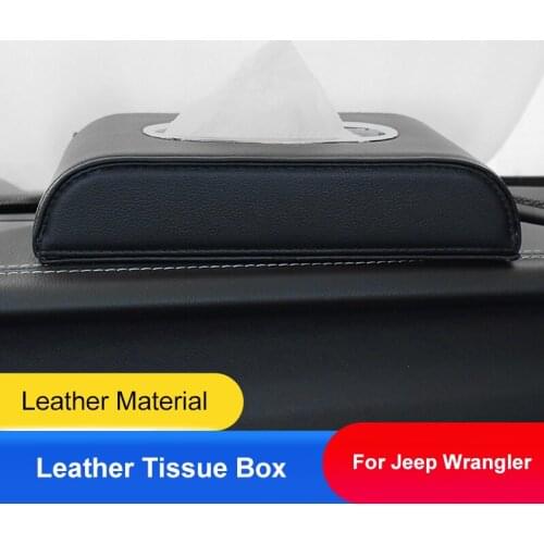 Car Leather Tissue Box Holder Napkin Paper Stands On Dashboard Central Armrest Block Type For jeep Wrangler 2018 2019JL