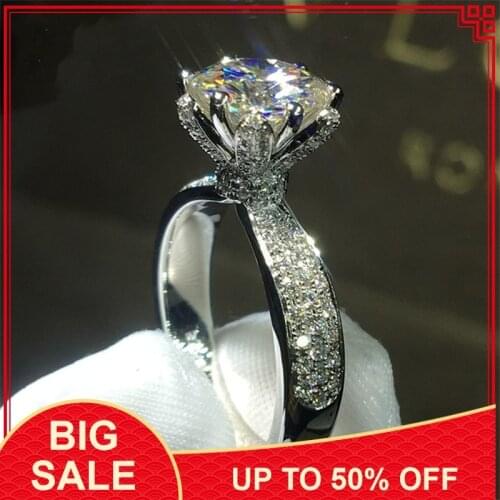 Flower Style Women Fashion Silver color rings 3ct AAAAA Cz Engagement wedding band ring for women jewelry Gift