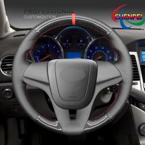 DIY Hand-Sewn Carbon Fiber Leather Car Steering Wheel Cover For Chevrolet Cruze Orlando Sonic Car Interior Accessories