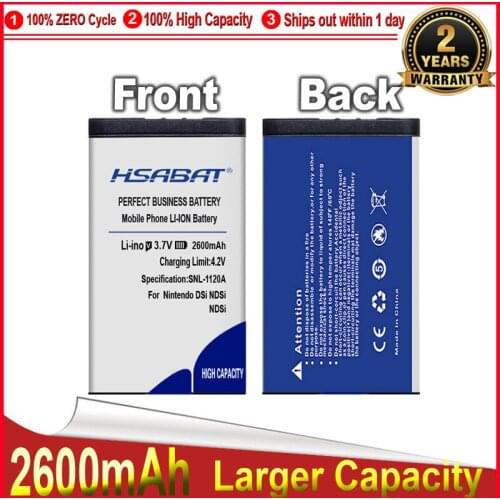 HSABAT 0 Cycle 2600mAh Battery for Nintendo DSi NDSi High Quality Replacement Accumulator