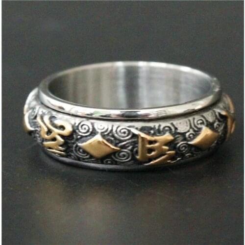 2017 Cool Spinner Biker Ring 316L Stainless Steel Mens Fashion Gold Letters Polishing Biker Ring