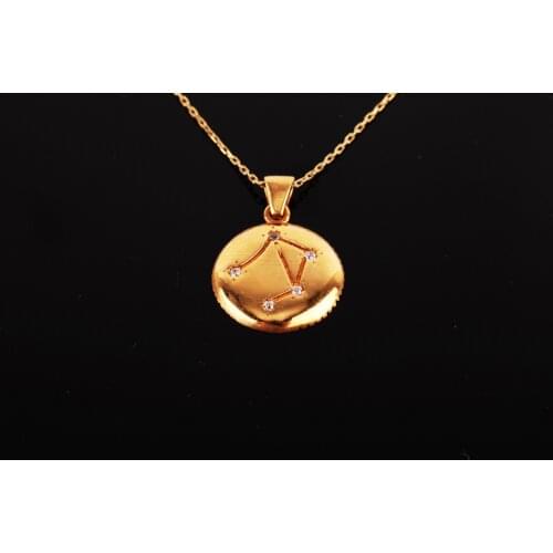 UM US JEWELRY Libra Zodiac Gold Plated 925 Sterling Silver Necklace