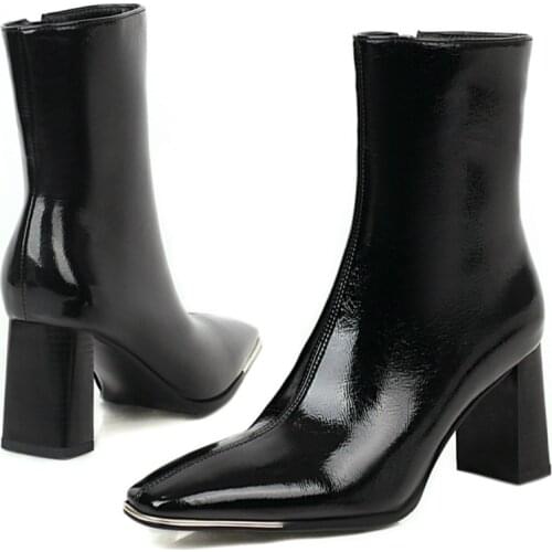 Fashion Shoes Womens Autumn Winter Ankle Boots New Short Boots For Women Sexy Squared Heeled Boots Women Shoes Large Size 48