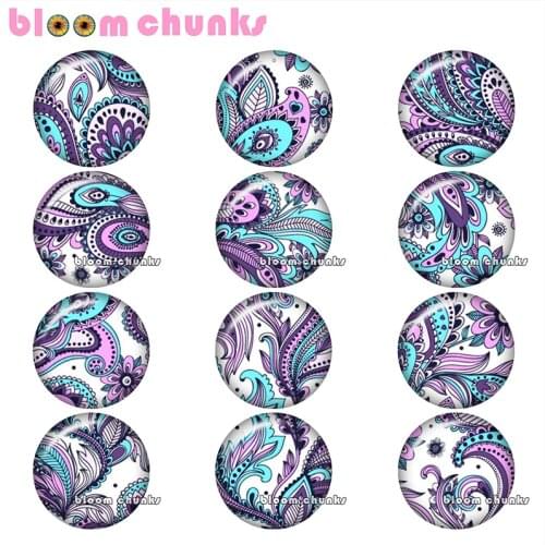Pretty Retro flower pattern BohemiaRound photo glass cabochon demo flat back Making findings 12mm/18mm/20mm/25mm A8021