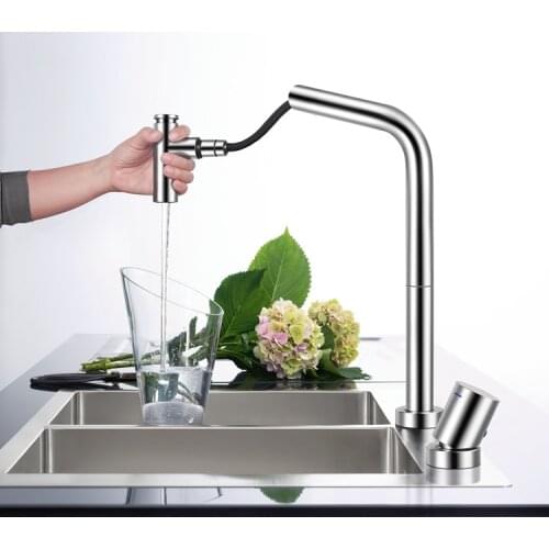 Asras AS-3042 304 Stainless Steel Kitchen Faucet Pull Out Lead-Free Hot Cold Water Mixer Tap Sprayer Single Handle Free Shipping