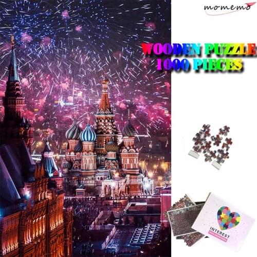 MOMEMO St. Vasili Cathedral In Fireworks Jigsaw Puzzles 1000 for Adults Puzzle Enfant 1000 Pieces Wood Puzzle Toys Kids Gifts