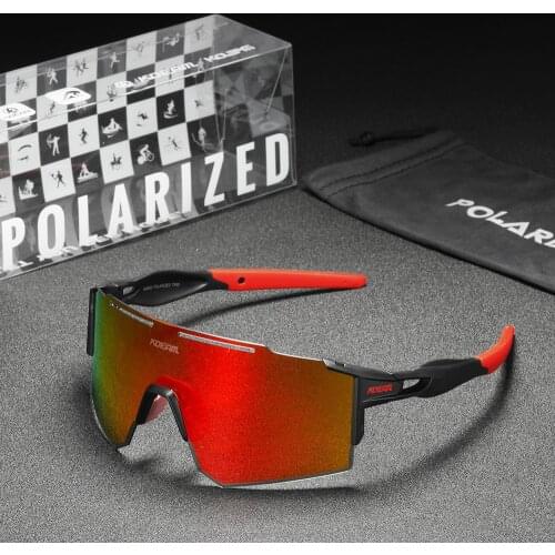 Mens Sport Sunglasses Polarized TR90 Unbreakable Frame KDEAM 1.2mm Thickness Lens Oversized Goggle With Free Box