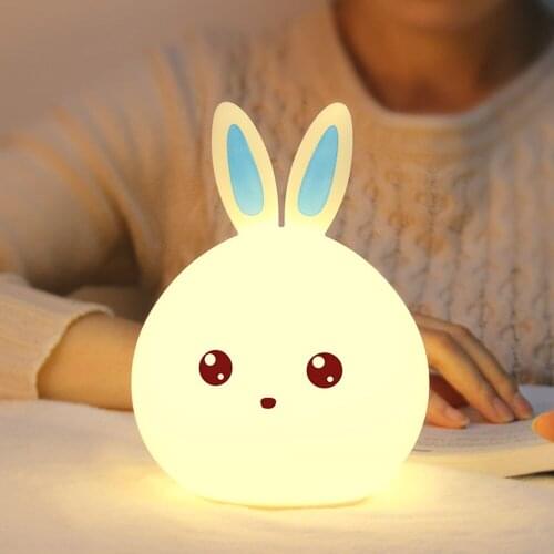 Recharging led Night Light Cute Rabbit USB Silicone Nursery Lamp Baby Night Lamp Children Birthday Gift Toy Bedroom Decor