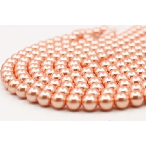 Charming Lovely Orange Shell Pearl Jewelry 4mm6mm8mm10mm12mm DIY Necklace/bracelet Handicraft Round Beads Loose Beads15 Inch Y06