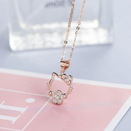 Necklace Female Korean The Popular Kitty Cat Pendant Fashion KT Wild February 14 Valentines Day Gift Aesthetic Earrings