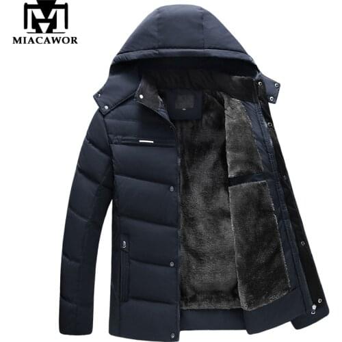 MIACAWOR Winter Down Jacket Men Casual Hooded Men Parkas Jaqueta Masculina Fleece Down Coat Male Thick Outerwear J627
