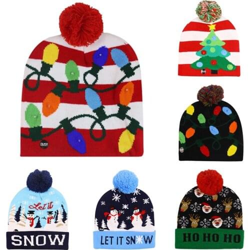 Christmas Hat Sweater Knitted Beanie Christmas Light Knitted Hat Christmas Gift For Kids Xmas New Year Decorations