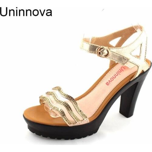 Uninnova Womens High Heel Simple Platform Sandals Suede Leather Shoes Ankle Shoes Extra Large Size 33-43 WSA002