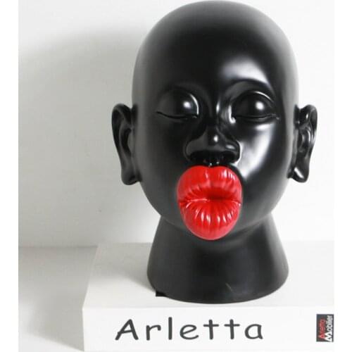 NORDIC STYLE BIG RED LIPS STATUE FIGURE HEAD PORTRAITS ART SCULPTURE RESIN CRAFTS CLASSICAL HOME OFFICE DECORATION R2679 EUROPE