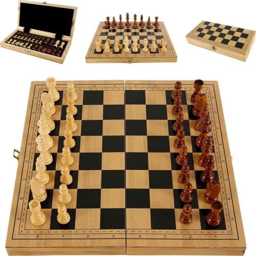 39 * 39cm Wooden Foldable Chess Pieces Foldable Board Game Set Fun Game Chess Collection Portable Board Game