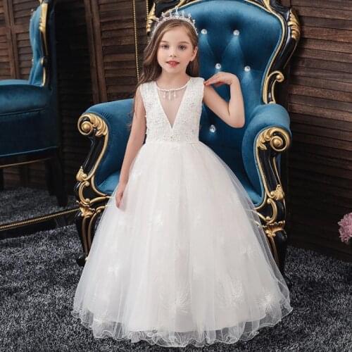 Girls V-neck Sleeveless Princess Tutu Skirt Flower Summer Baby Girl Clothes Wedding Dress Tops Children Dress Casual Clothing