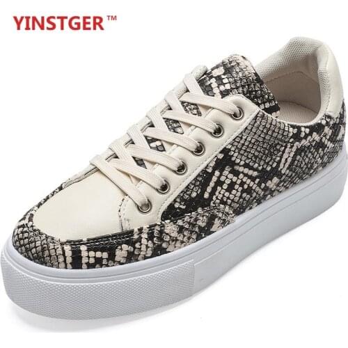 YINSTGER Womens Shoes 2020 Casual Summer Sneakers lady Fashion style Rubber sole breathable Snake print Sport shoes