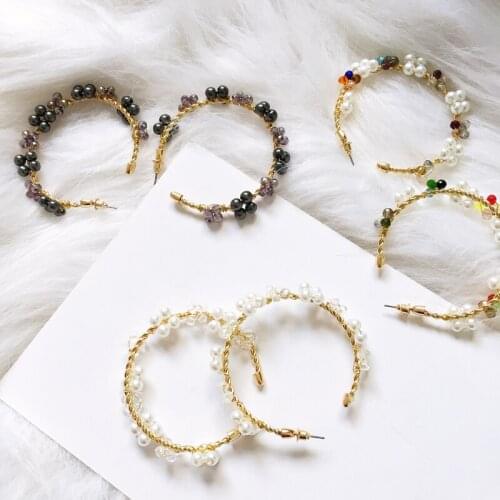 Ztech New Simulated Pearl Beads Earrings For Women Lover Geometric Round Drop Dangle Earring Korean Statement Za Jewelry Gifts