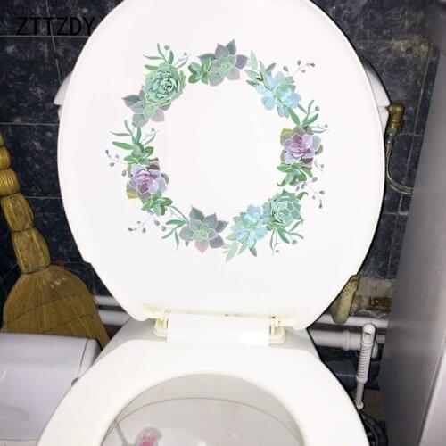 ZTTZDY 24.7×24.9CM Plant Succulent Ring Wall Decoration Fresh Cartoon Home Bathroom Toilet Stickers T6-0011