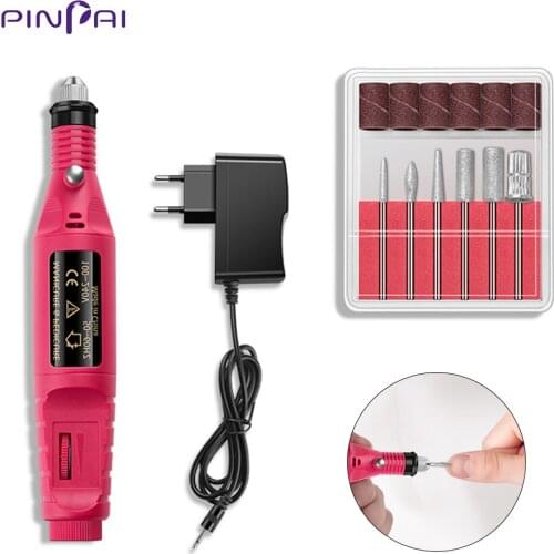 1 Set Professional Electric Polishing Nail Tips Manicure Machine Electric Nail Art Pen Pedicure 6 Bits Drill Nail Drill Machine