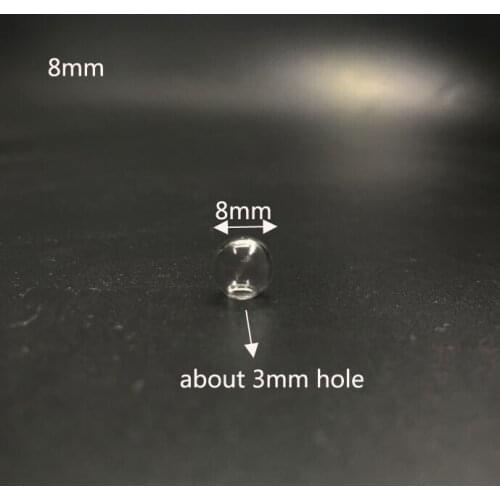 10pcs 8mm Mini Lightbulb glass globe bubble, glass vial pendant with hole handmade blown glass orb glass round ball terrarium