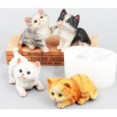 2019 new cute kitten candle silicone mould handmade plaster resin crafts boutique silicone mold animal