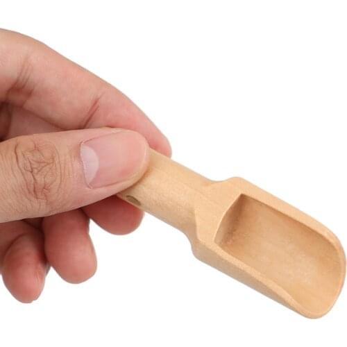 Mini Wooden Scoops Bath Salt Spoon Candy Flour Spoon Scoops Kitchen Tools 2019