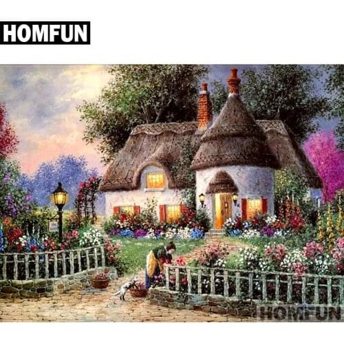 HOMFUN Full Square/Round Drill 5D DIY Diamond Painting "Garden & house" Embroidery Cross Stitch 5D Home Decor Gift A01765