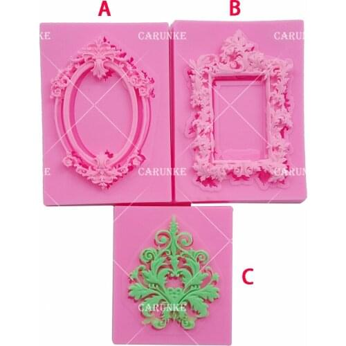 Baroque retro relief silicone mold Frame Fondant Molds Chocolate Gumpaste Sugarcraft Mold Fondant Cake Decorating Tools