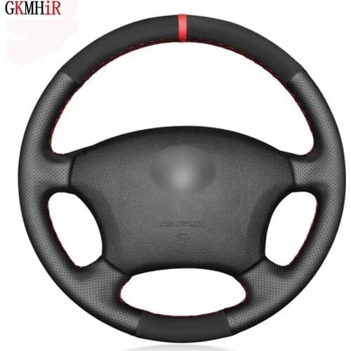 Black Genuine Leather Suede Car Steering Wheel Cover For Toyota Land Cruiser Prado 120 Sienna Hilux 4Runner Sequoia Highlander