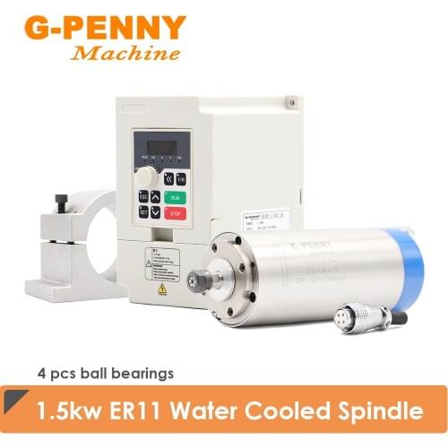 1.5kw ER11 220v/380v Water cooled spindle motor 80*200mm 4 pcs ball bearings & 1.5kw QL Inverter VFD & 80MM Spindle Bracket