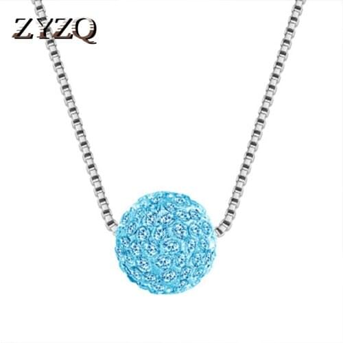 ZYZQ Elegant Choker For Women With Color Full Crystal Stone Setting Ball Pendant Luxury Jewelry Wholesale Lots&Bulk Necklace