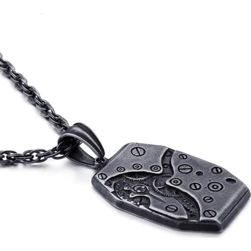 European and American stainless steel mens mechanical gear pendant titanium steel retro pendant punk jewelry